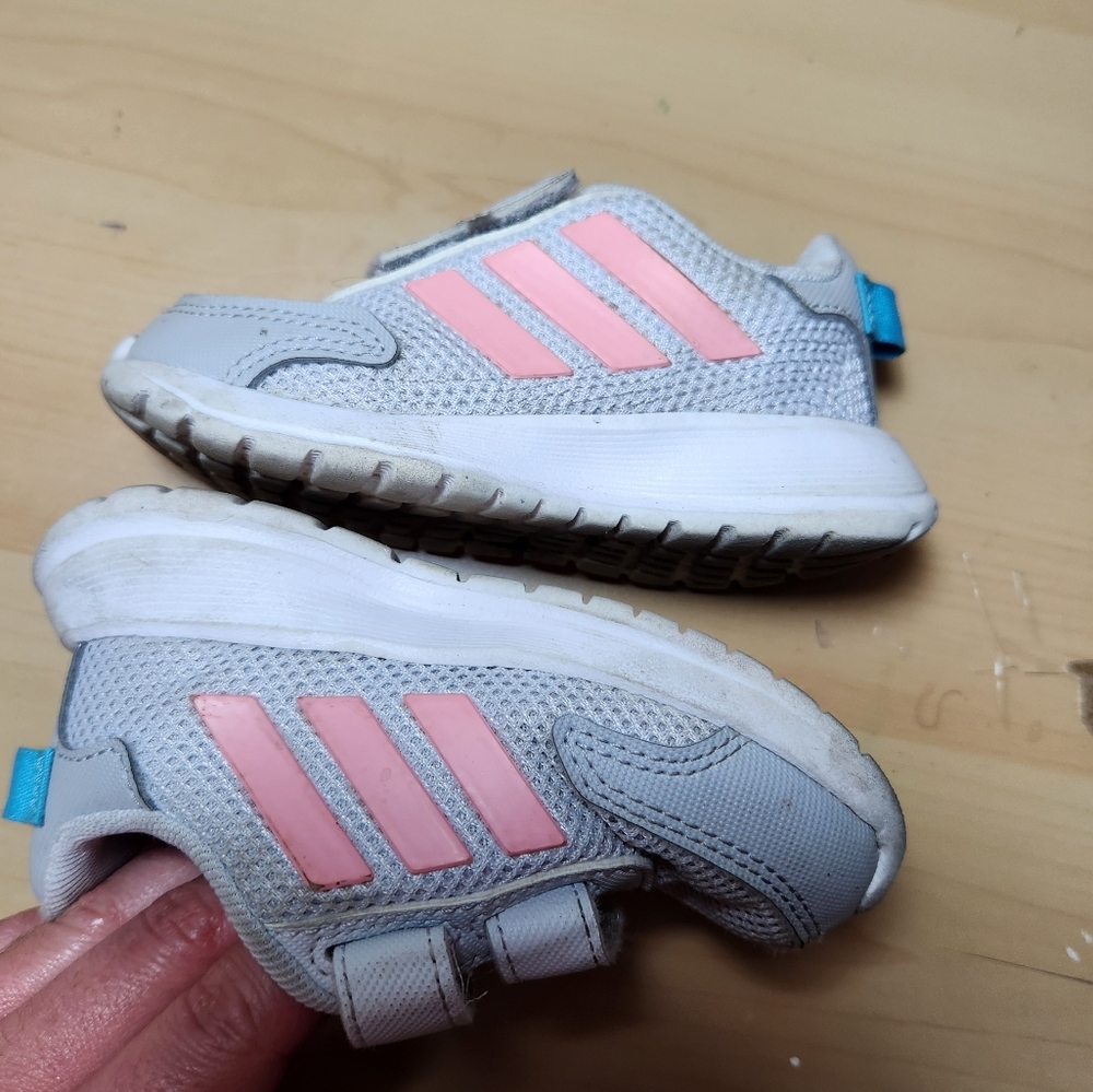 Adidas Tensaur Run Toddler Girls Sneakers Size 6 T Gray Pink Lightweight Shoes